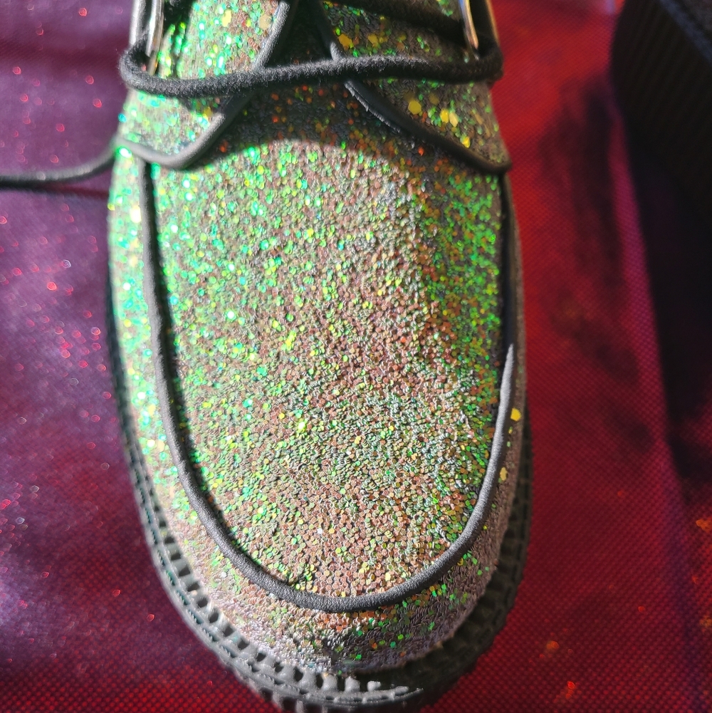T.U.K Rainbow Glitter Viva Mondo Creeper Size Womens 10/Mens 8 V9466 - Picture 6 of 6